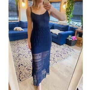 Hollister blue lace tie back maxi boho dress